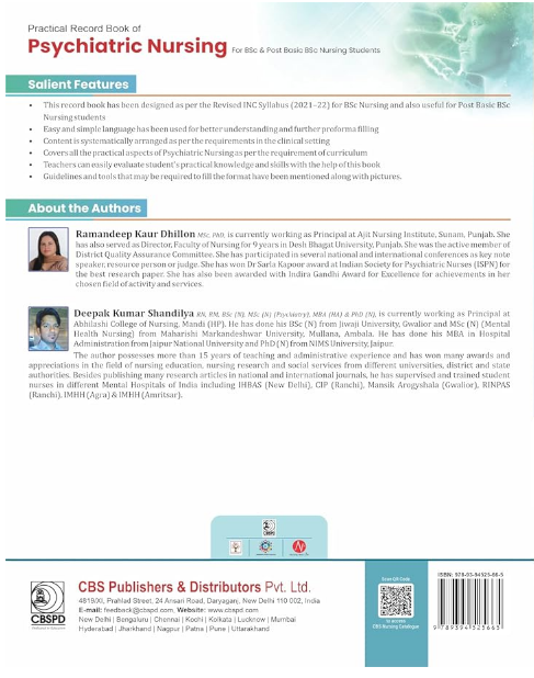 Practical record book of psychiatric nursing for bsc and pbbsc nursing students