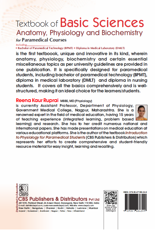 Textbook of basic sciences anatomy, physiology and biochemistry for paramedical courses