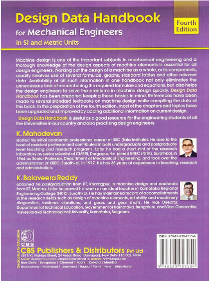 Design data handbook for mechanical engineers in si and metric units