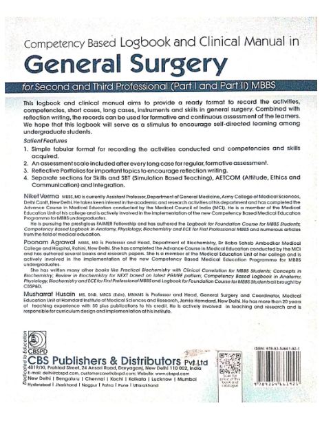 Competency based logbook and clinical manual in general surgery for second and third professional (part i and part ii) mbbs