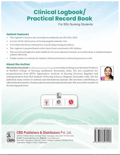 Clinical logbook/practical record book for bsc nursing students