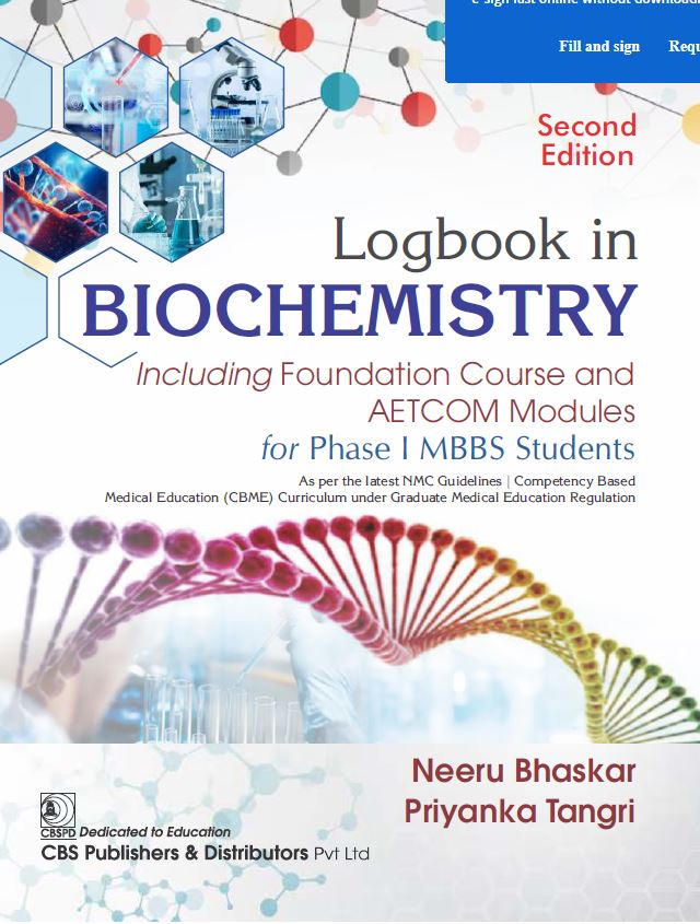Logbook in biochemistry, including foundation course and aetcom modules for phase i mbbs students