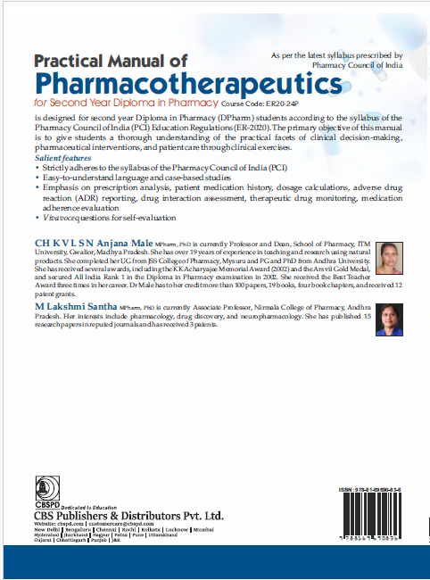Practical manual of pharmacotherapeutics for second year diploma in pharmacy