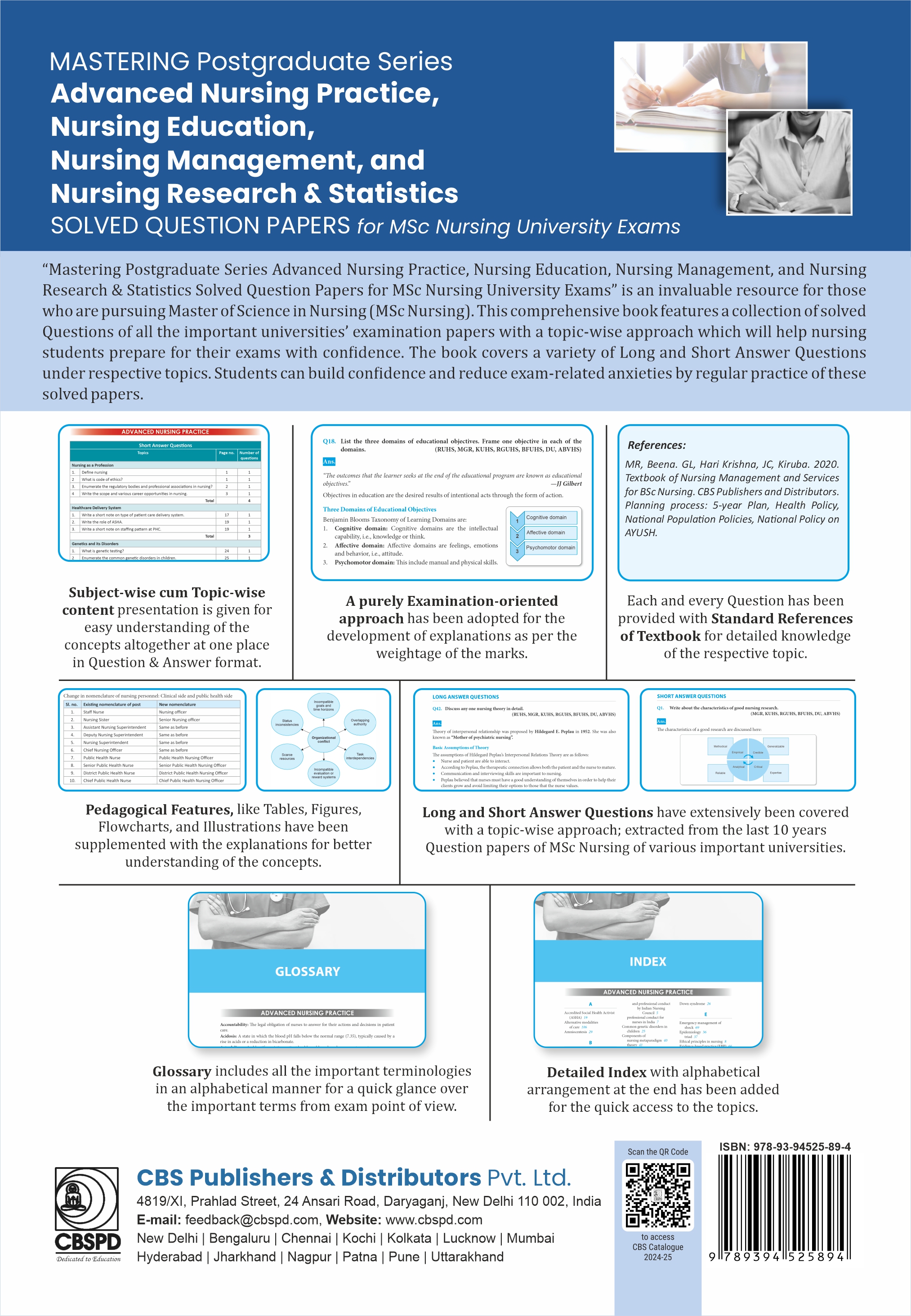 Mastering postgraduate series advanced nursing practice, nursing education, nursing management, and  nursing research & statistics solved question papers for msc nursing university exams