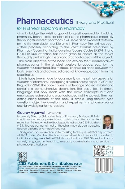 Pharmaceutics: theory and practical course codes er20-11t and er20-11p for first year diploma in pharmacy