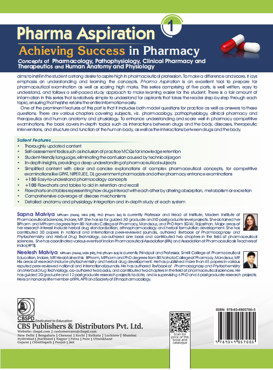 Pharma aspiration 1: achieving success in pharmacy  concepts of  pharmacology, pathophysiology, clinical pharmacy and therapeutics and human anatomy and physiology