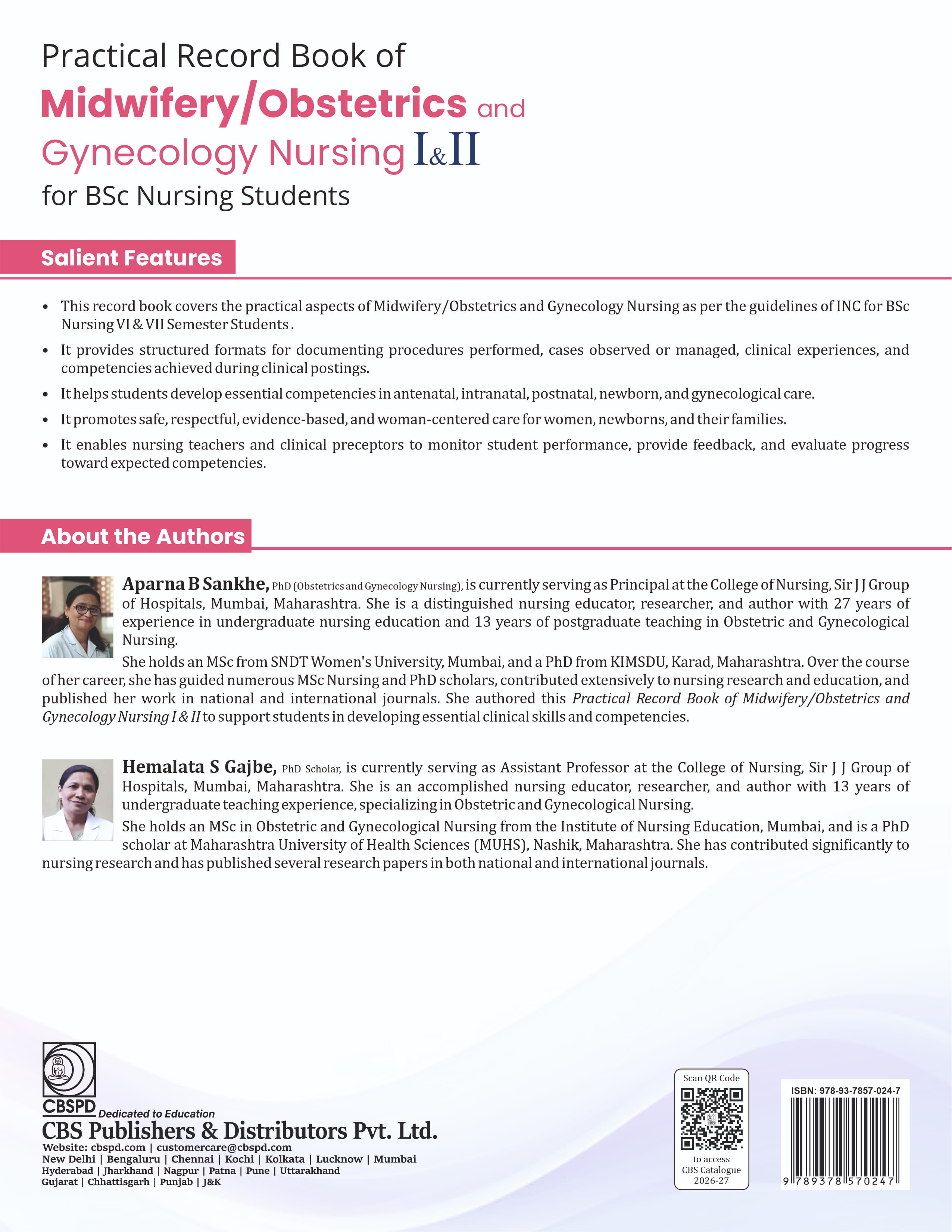 Practical record book of midwifery/obstetrics and gynecology nursing i & ii for bsc nursing students