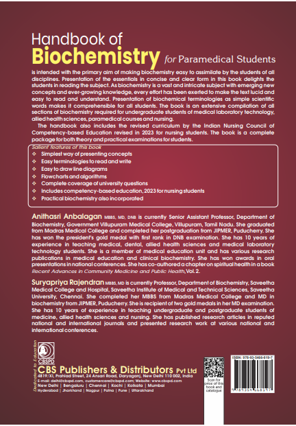 Handbook of biochemistry for paramedical students