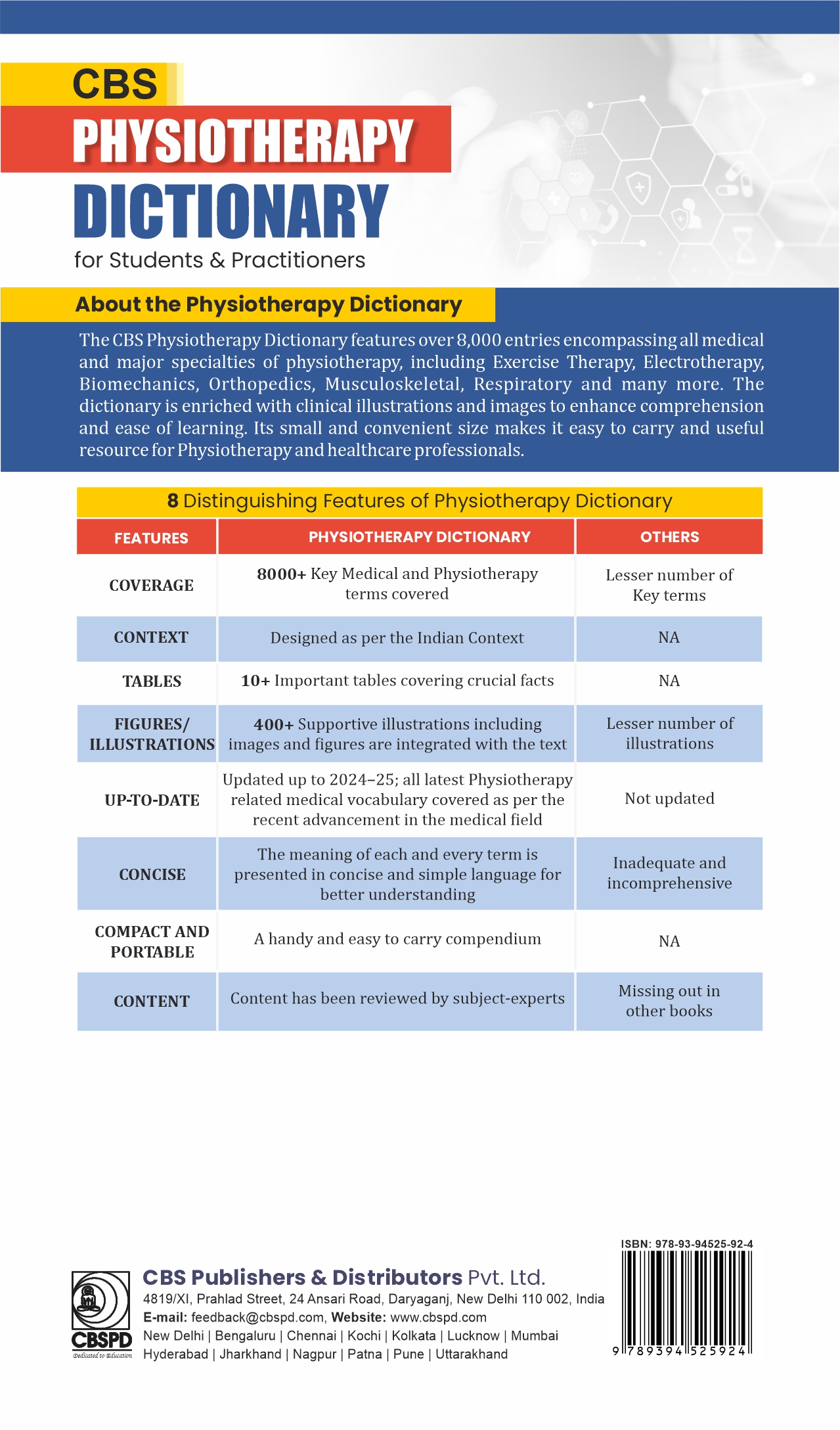 Cbs physiotherapy dictionary for students and practitioners by cbs