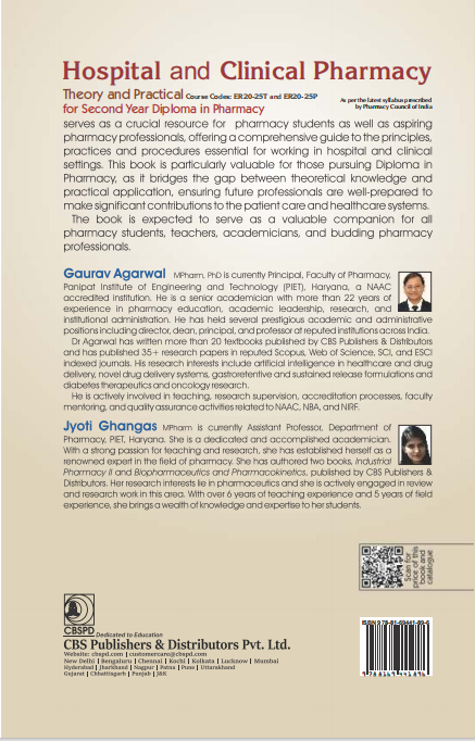 Hospital and clinical pharmacy: theory and practical for second year diploma in pharmacy  (course codes er20-25t and er20-25p)