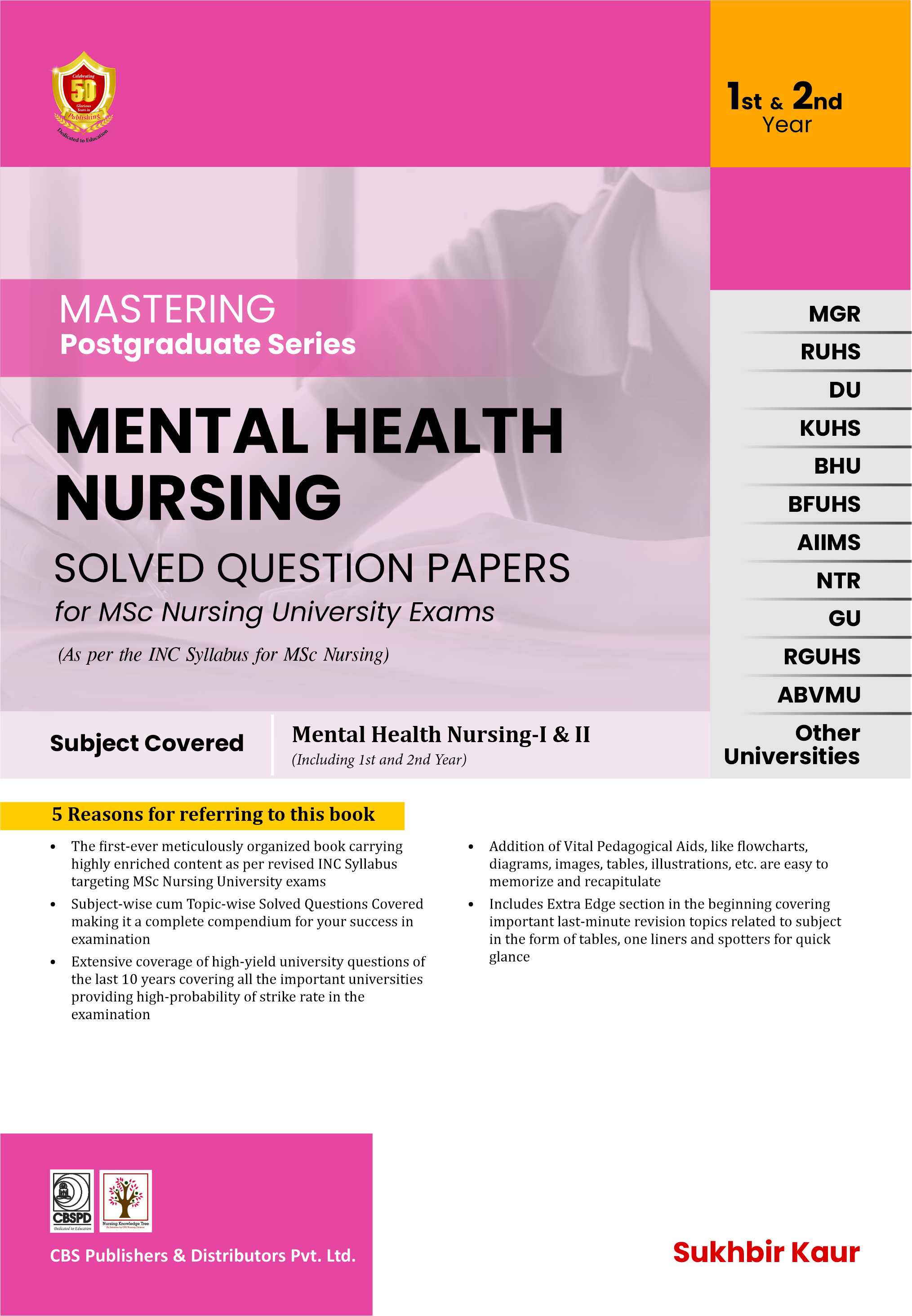 Mastering postgraduate series mental health nursing: solved question papers for msc nursing university exams (as per the inc syllabus for msc nursing)