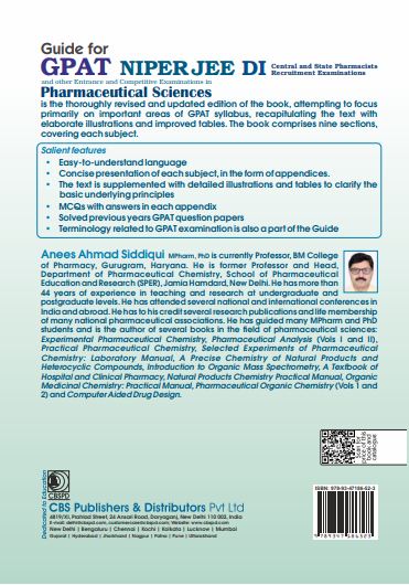 Guide for gpat niper jee di central and state pharmacists recruitment examinations  and other entrance and competitive examinations in  pharmaceutical sciences