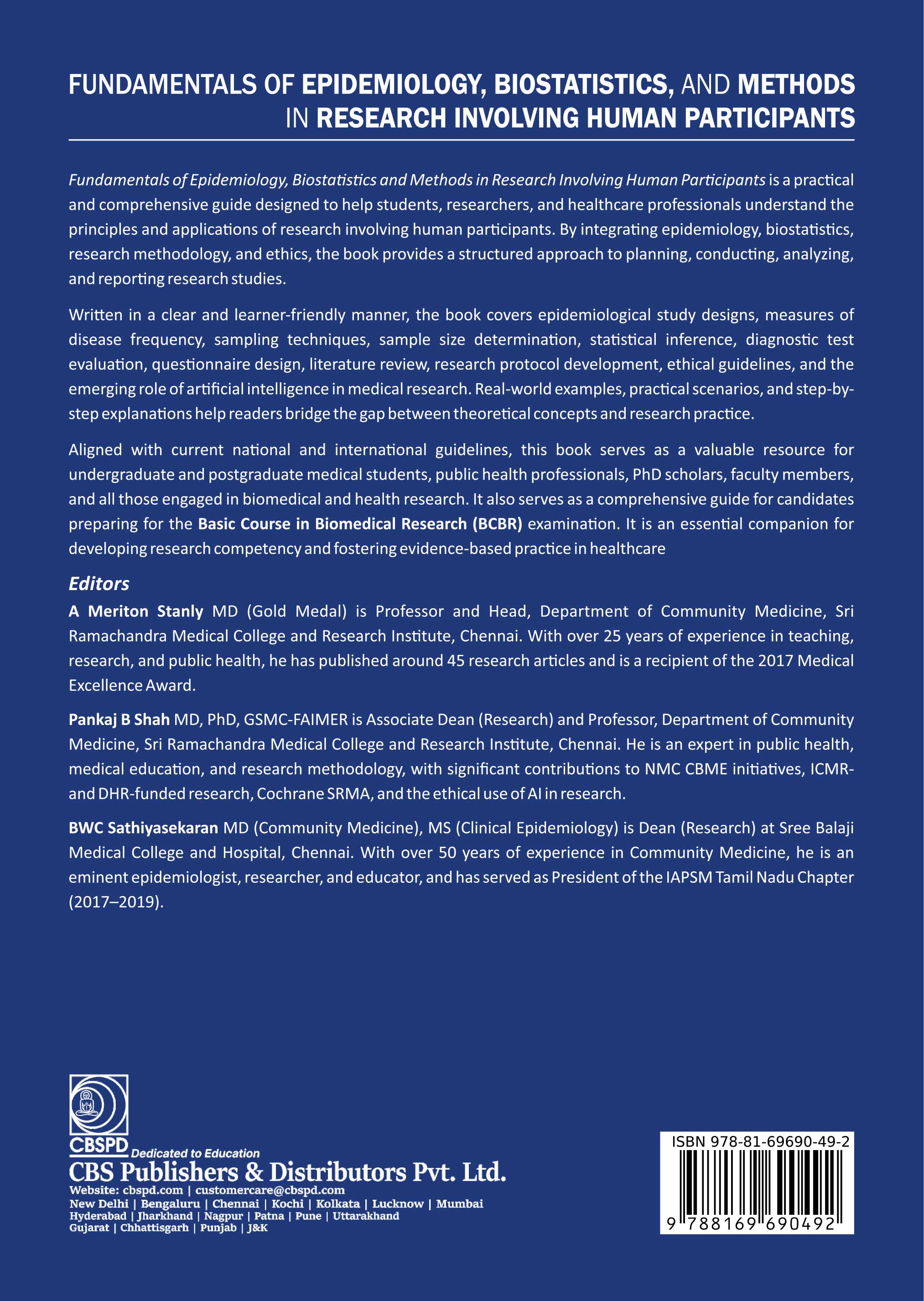 Fundamentals of epidemiology, biostatistics, and methods in research involving human participants