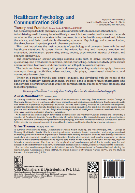 Healthcare psychology and communication skills  (theory and practical) course codes bp103t and bp 108)