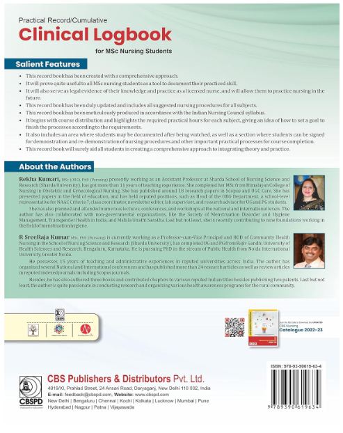 Practical record/cumulative clinical logbook for msc nursing students