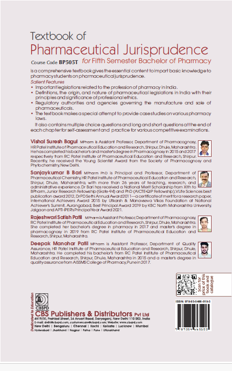 Textbook of pharmaceutical jurisprudence for fifth semester bachelor of pharmacy